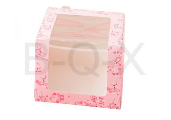 กล่องเค้ก 1 ปอนด์ ลาย ซากุระ หน้าต่างวีเชฟ 20.5x20.5x16 ซม.