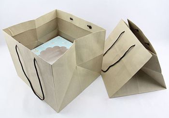 ถุงกระดาษหูเกลียว คราฟน้ำตาลใส่กล่องเค้ก 3ปอนด์