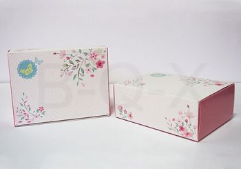 กล่องสแน็คชมพู ดอกไม้ 15.5*11.5*6 cm