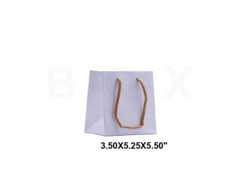 ถุงกระดาษพรีเมี่ยมสีขาวเชือกทองขนาด 5.5x5.25x3.5 นิ้ว 
