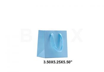 ถุงกระดาษพรีเมียมสีฟ้าขนาด 5.5x5.25x3.5นิ้ว