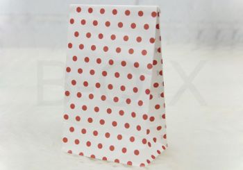 ถุงกระดาษขาวลายจุดสีแดง ขนาด9.5x6x16.5 cm.
