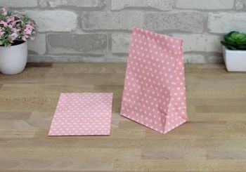 ถุงกระดาษขาวพื้นชมพูโอลโรส ขนาด9.5x6x16.5 cm.
