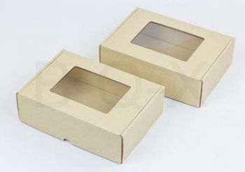กล่องลูกฟูกพรีเมี่ยม มีหน้าต่าง 14x20x6 cm.