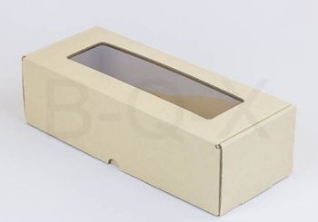 กล่องลูกฟูกพรีเมี่ยม มีหน้าต่าง 10x25x7 cm.