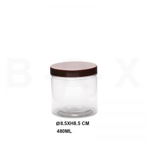 กระปุก PET 8.5x8.5 CM. ฝาน้ำตาล