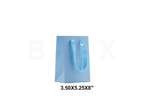 ถุงกระดาษพรีเมียมสีฟ้าขนาด 8x5.25x3.5นิ้ว 