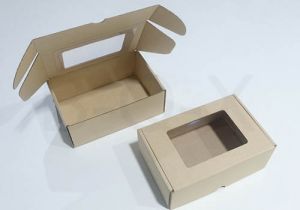 กล่องลูกฟูกพรีเมี่ยม มีหน้าต่าง 11x17x6 cm.