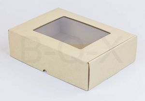 กล่องลูกฟูกพรีเมี่ยม มีหน้าต่าง 25x18x7 cm.