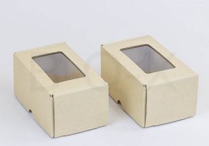 กล่องลูกฟูกพรีเมี่ยม มีหน้าต่าง 8x14x6.5 cm.